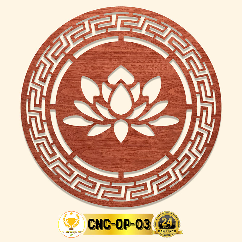 Tấm Ốp Tường Bàn Thờ Cắt CNC Họa Tiết Hoa Sen CHÂN THIỆN MỸ, Trang Trí Ban Thờ Gia Tiên, Treo Tượng Phật CNC-OP-03