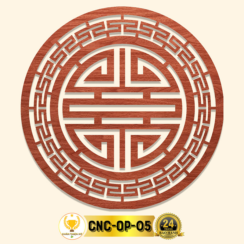 Tấm Ốp Tường Bàn Thờ Cắt CNC Họa Tiết Chữ Phúc Cách Điệu CHÂN THIỆN MỸ, Trang Trí Ban Thờ Phật, Treo Phòng Thờ CNC-OP-05