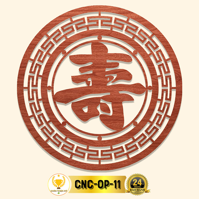 Tấm Ốp Tường Bàn Thờ Cắt CNC Họa Tiết Chữ Thọ CHÂN THIỆN MỸ, Trang Trí Ban Thờ Gia Tiên, Treo Tượng Phật CNC-OP-11