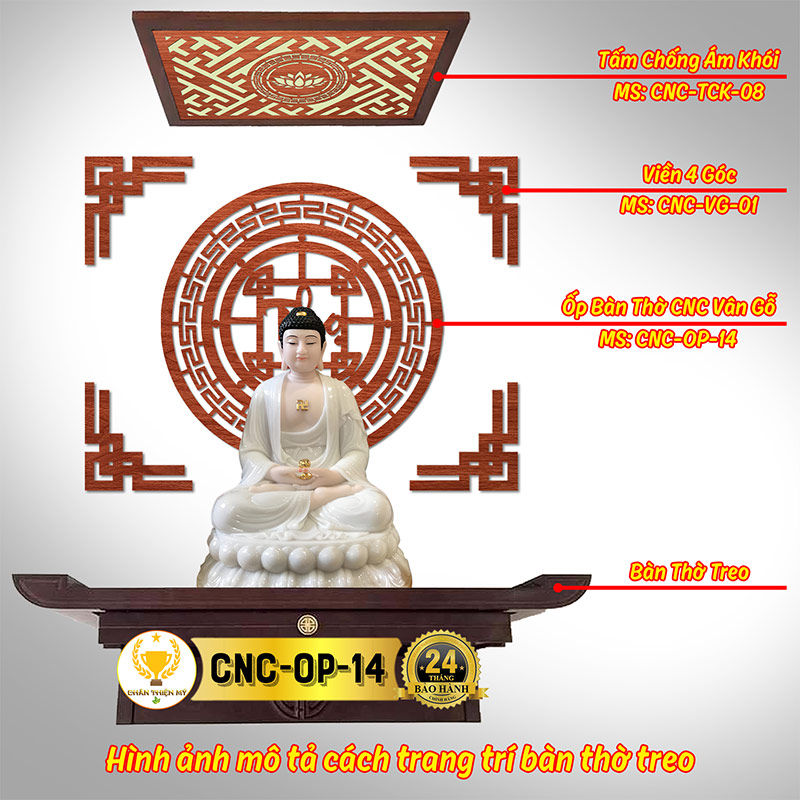 Tấm Ốp Tường Bàn Thờ Cắt CNC Họa Tiết Chữ Thọ CHÂN THIỆN MỸ, Trang Trí Ban Thờ Phật, Treo Phòng Thờ CNC-OP-14