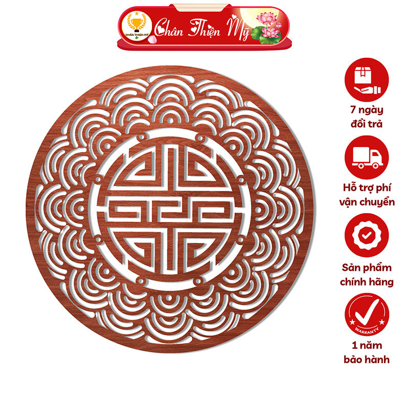 Tấm Ốp Tường Bàn Thờ Cắt CNC Họa Tiết Mandala CHÂN THIỆN MỸ, Trang Trí Ban Thờ Gia Tiên, Treo Tượng Phật CNC-OP-19