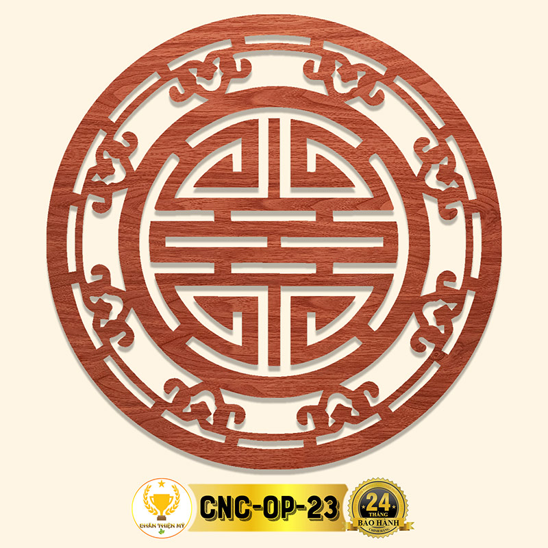 Tấm Ốp Tường Bàn Thờ Cắt CNC Họa Tiết Chữ Phúc CHÂN THIỆN MỸ, Trang Trí Ban Thờ Gia Tiên, Treo Tượng Phật CNC-OP-23