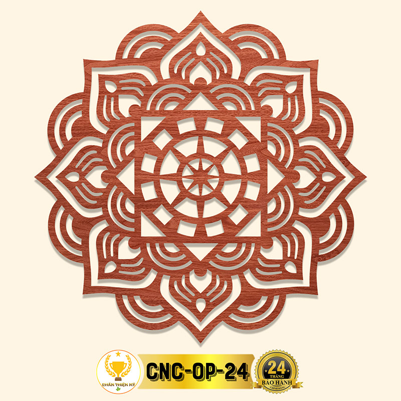 Tấm Ốp Tường Bàn Thờ Cắt CNC Họa Tiết Mandala CHÂN THIỆN MỸ, Trang Trí Ban Thờ Phật, Treo Phòng Thờ CNC-OP-24