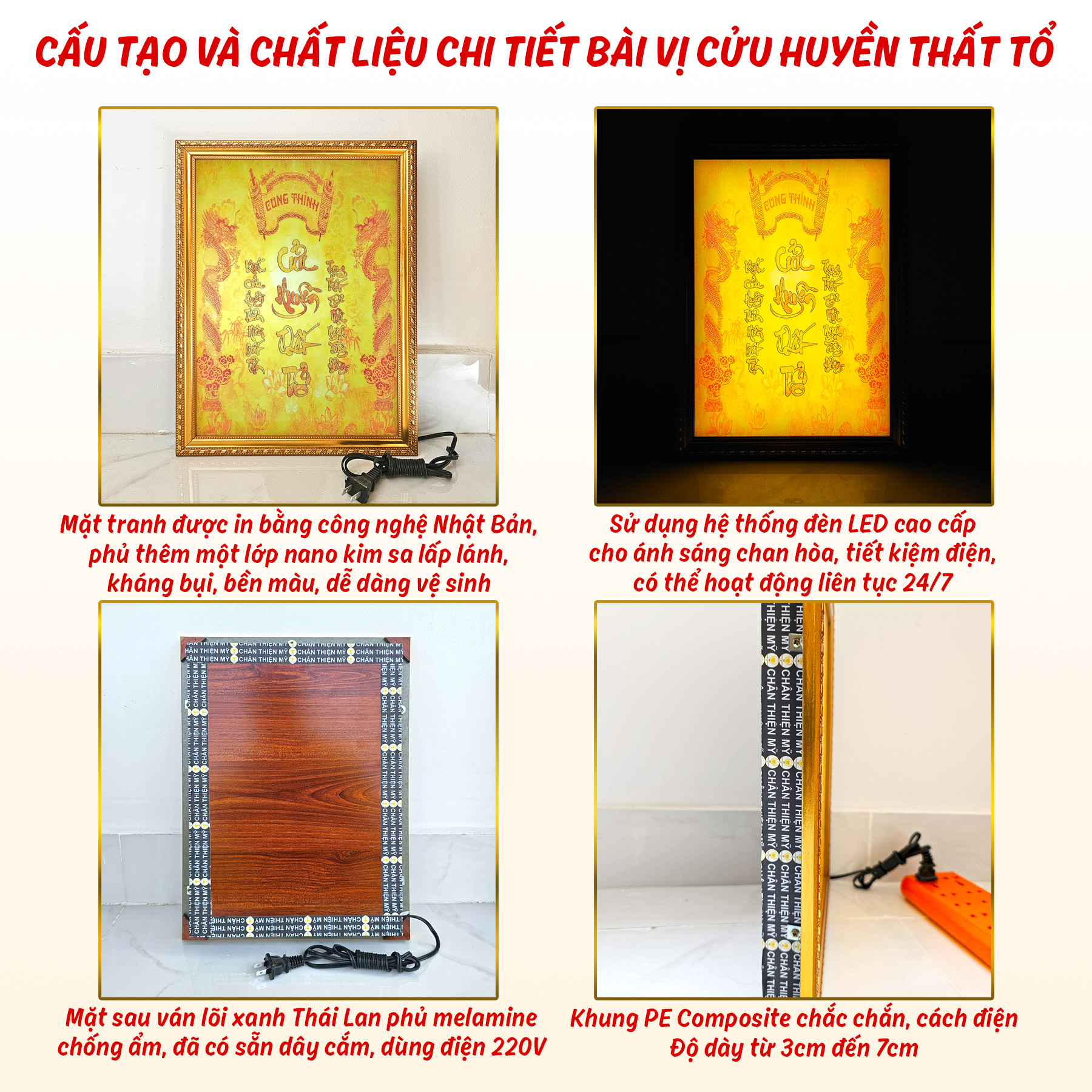 Bài Vị Thần Tài Thổ Địa In Tranh Trúc Chỉ CHÂN THIỆN MỸ, Trang Trí Bàn Thờ Thần Tài BVTTTĐ-01