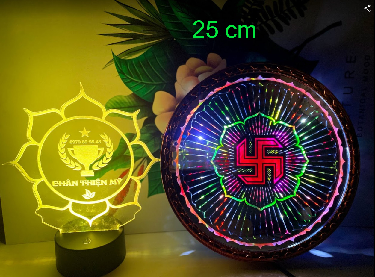 Đèn thờ hào quang chữ vạn đường kính 25cm