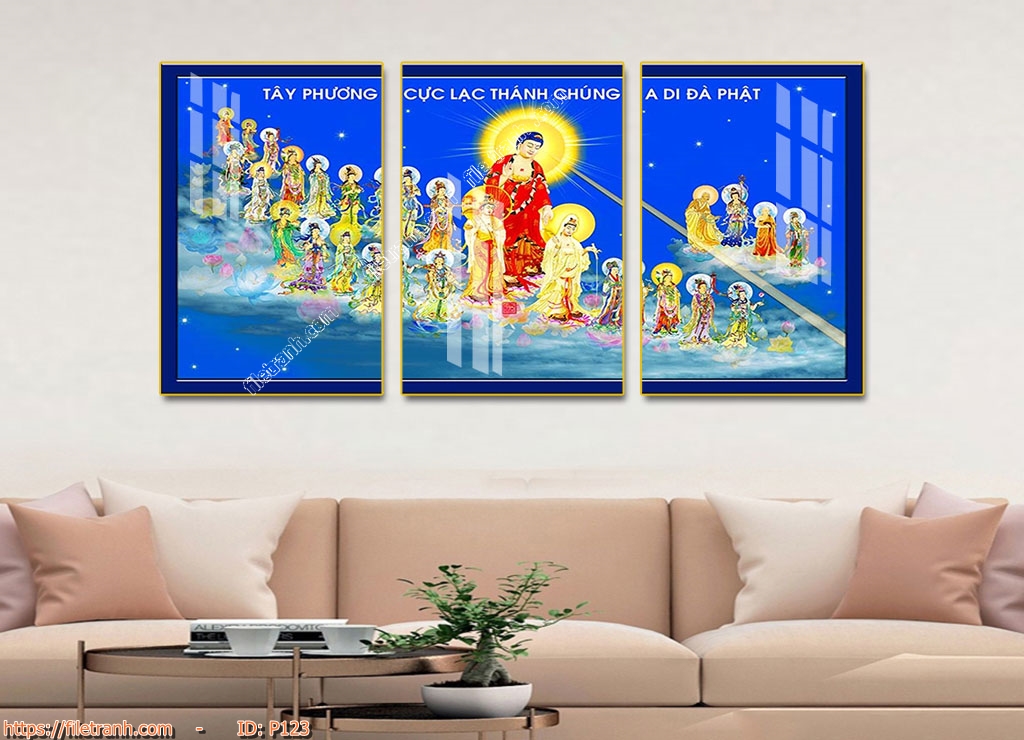 Bộ 3 bức tranh Phật treo Phòng Khách_P5
