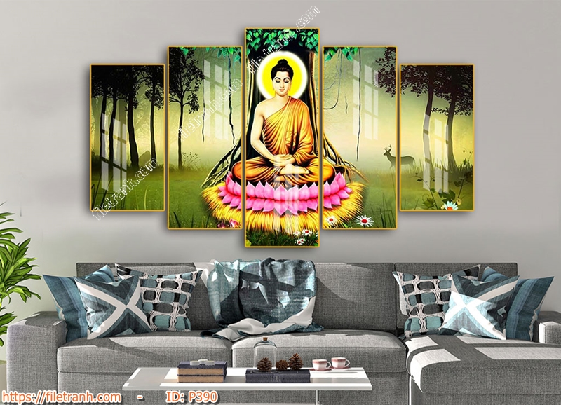 Bộ 5 bức tranh Phật treo Phòng khách_PK21