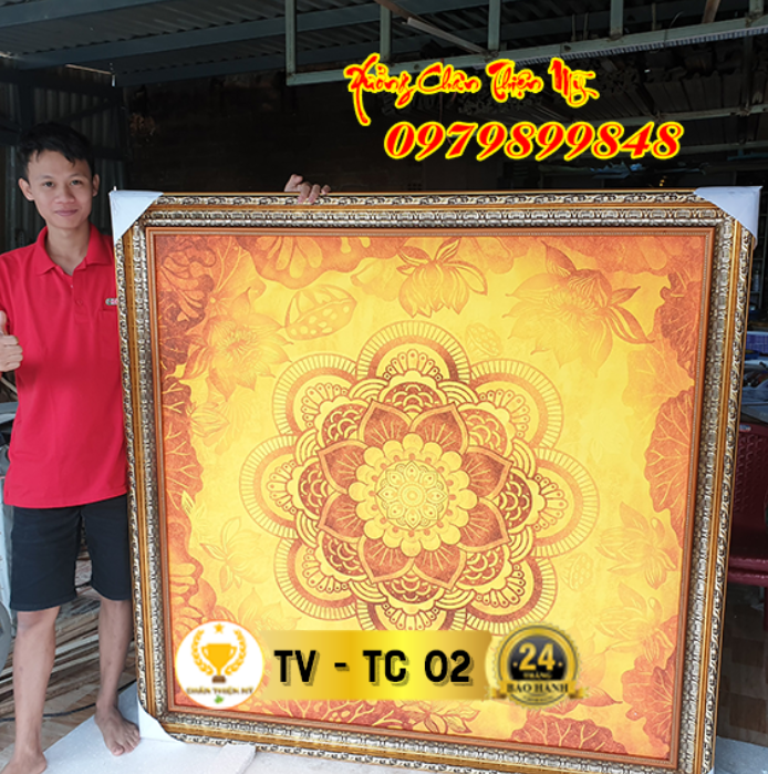 Tranh trúc chỉ in vuông dùng thờ Phật MS 02