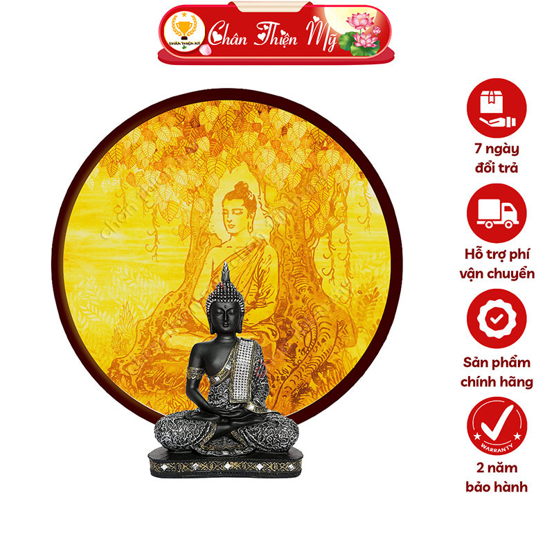 Đèn Hào Quang Phật Thích Ca In Tranh Trúc Chỉ CHÂN THIỆN MỸ, Trang Trí Bàn Thờ, Treo Tượng Phật TC-HQ-111