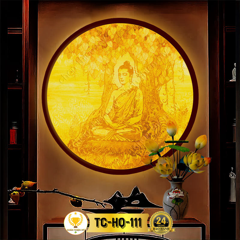 Đèn Hào Quang Phật Thích Ca In Tranh Trúc Chỉ CHÂN THIỆN MỸ, Trang Trí Bàn Thờ, Treo Tượng Phật TC-HQ-111