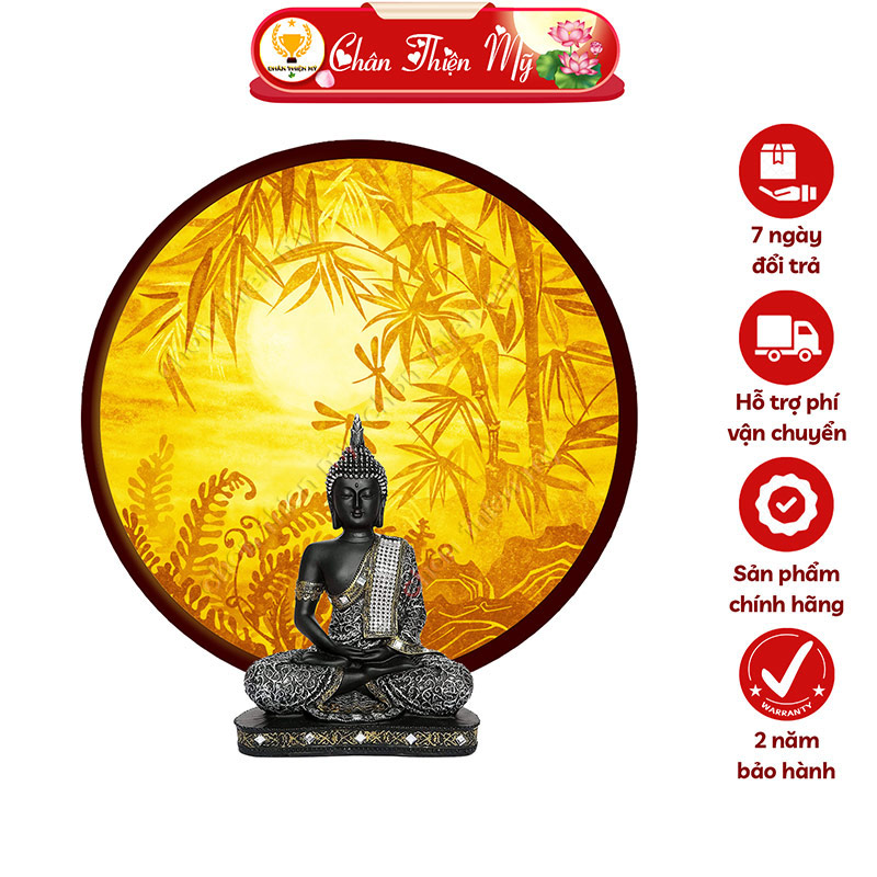 Đèn Hào Quang Cây Trúc In Tranh Trúc Chỉ CHÂN THIỆN MỸ, Trang Trí Bàn Thờ Gia Tiên, Treo Tượng Phật TC-HQ-32