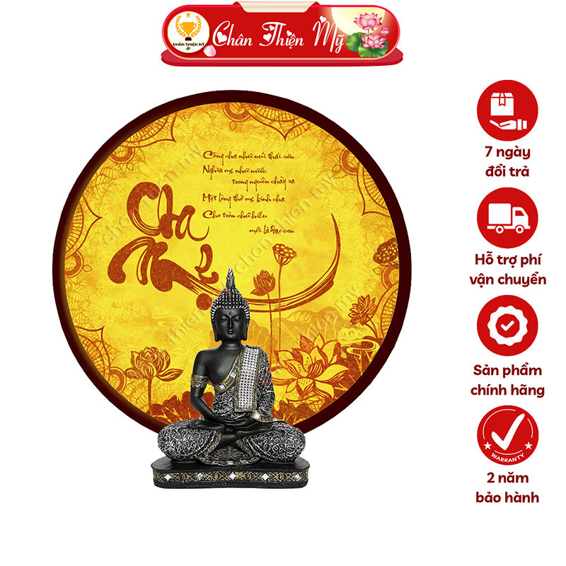 Đèn Hào Quang Chữ Cha Mẹ In Tranh Trúc Chỉ CHÂN THIỆN MỸ, Trang Trí Bàn Thờ Gia Tiên, Treo Tượng Phật TC-HQ-33