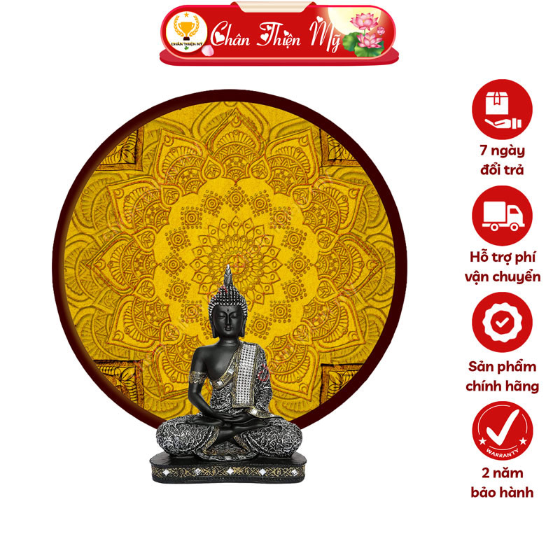 Đèn Hào Quang Phật In Tranh Trúc Chỉ Mandala CHÂN THIỆN MỸ, Trang Trí Bàn Thờ, Treo Tượng Phật TC-HQ-51