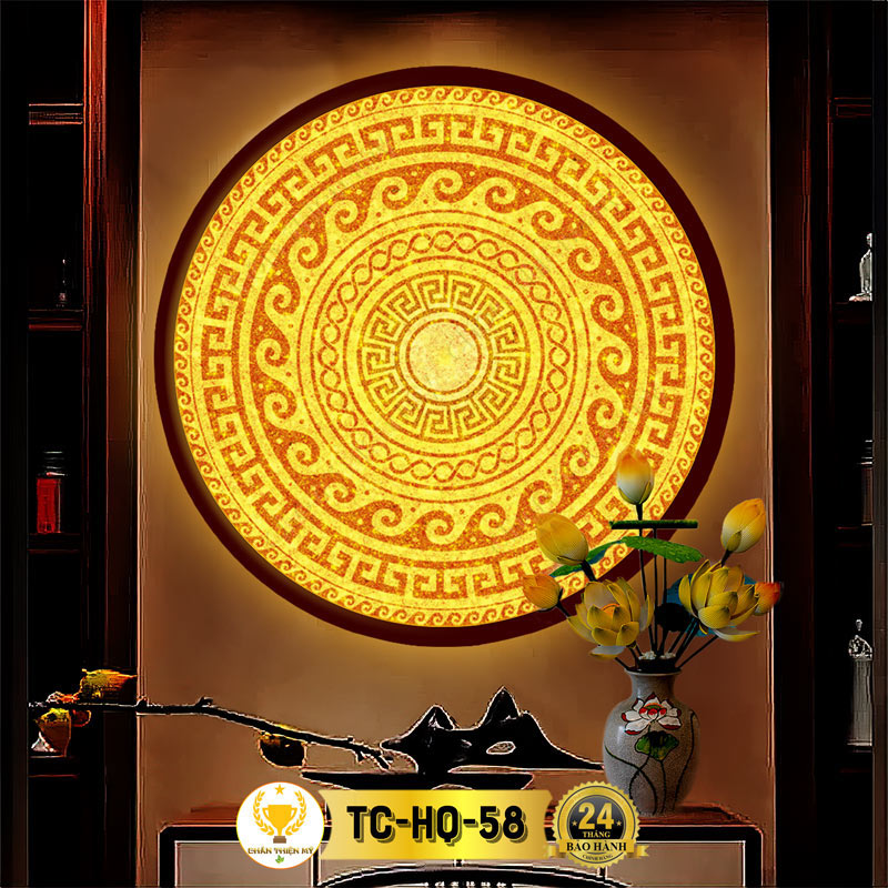 Đèn Hào Quang Phật In Tranh Trúc Chỉ Mandala CHÂN THIỆN MỸ, Trang Trí Bàn Thờ, Treo Tượng Phật TC-HQ-58