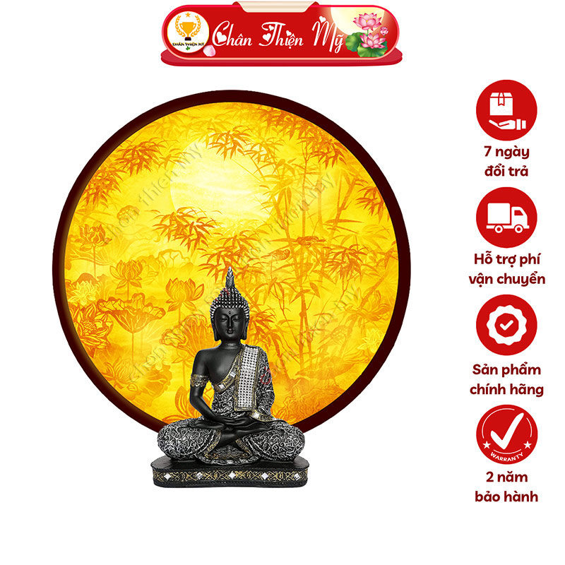 Hào Quang Phật Hoa Sen Cây Trúc In Tranh Trúc Chỉ CHÂN THIỆN MỸ, Trang Trí Bàn Thờ Gia Tiên, Treo Tượng Phật TC-HQ-69