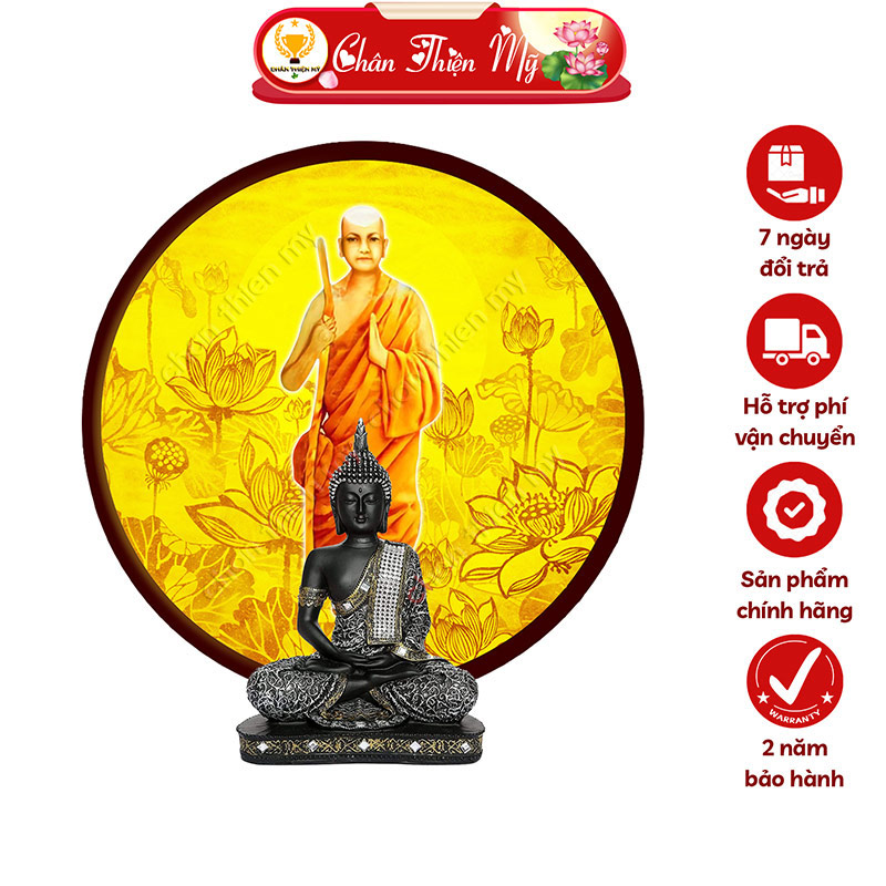 Đèn Hào Quang TS. Dasira Narada In Tranh Trúc Chỉ CHÂN THIỆN MỸ, Trang Trí Bàn Thờ Treo Tường Cùng Tượng Phật TC-HQ-90