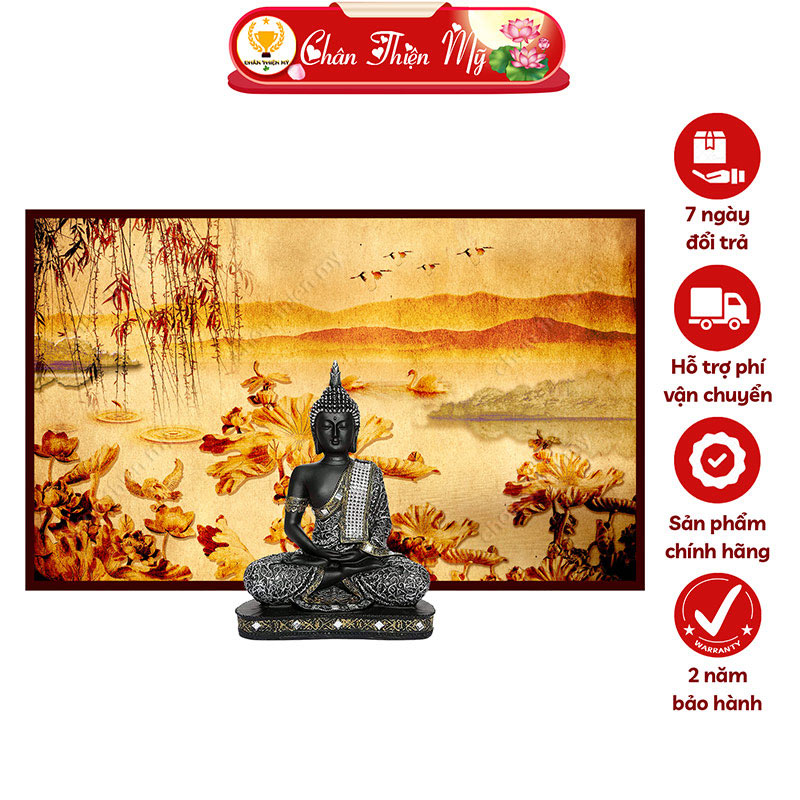 Hào Quang Phật Hoa Sen In Tranh Trúc Chỉ Ngang CHÂN THIỆN MỸ, Trang Trí Phòng Thờ, Ban Thờ Treo Tường TC-TN-33