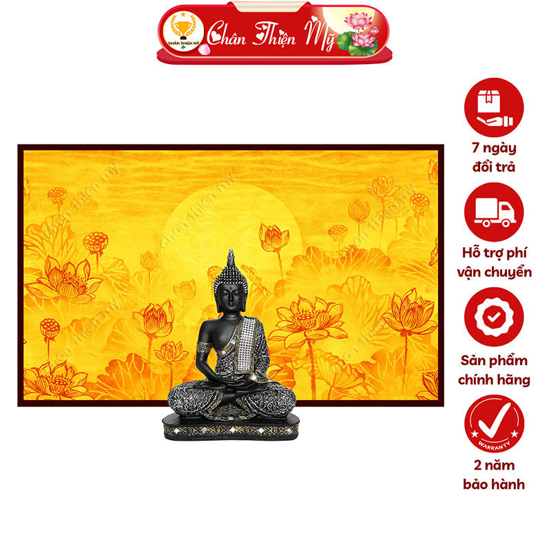 Hào Quang Phật Hoa Sen In Tranh Trúc Chỉ Ngang CHÂN THIỆN MỸ, Trang Trí Bàn Thờ Phật, Ban Thờ Treo Tường TC-TN-45