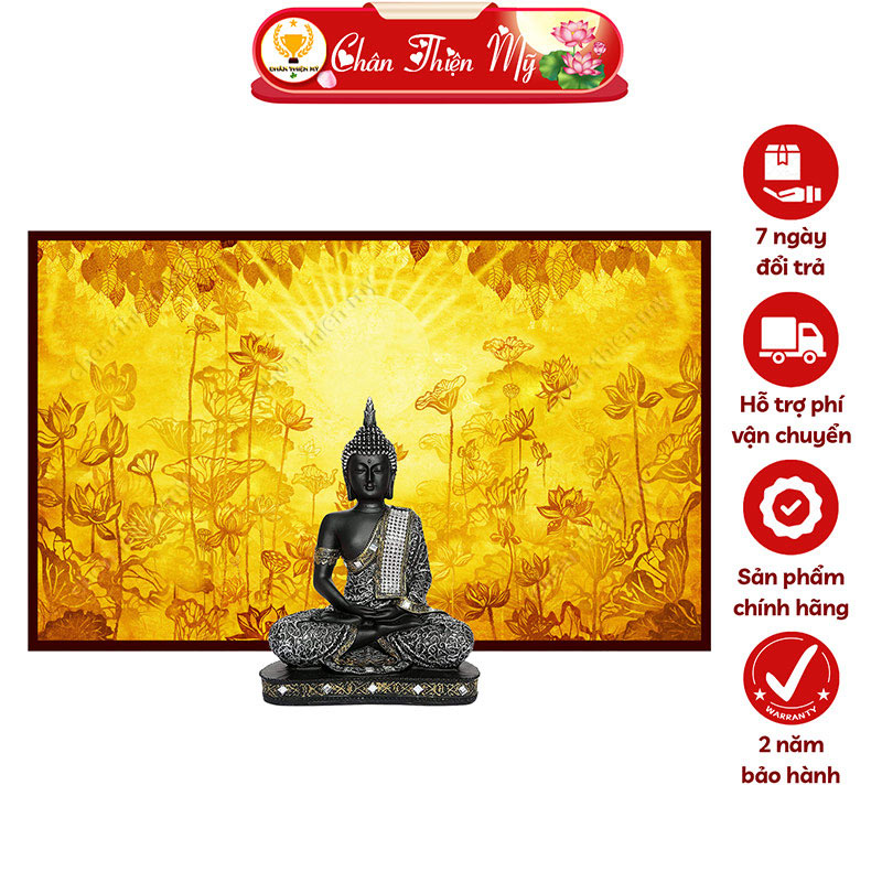 Đèn Hào Quang Phật Hoa Sen Lá Bồ Đề In Tranh Trúc Chỉ Ngang CHÂN THIỆN MỸ, Trang Trí Bàn Thờ, Treo Phòng Thờ TC-TN-60