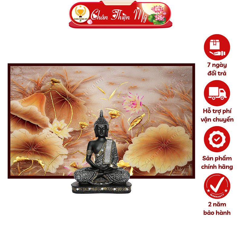 Hào Quang Phật Hoa Sen In Tranh Trúc Chỉ Ngang CHÂN THIỆN MỸ, Trang Trí Bàn Thờ Phật, Ban Thờ Treo Tường TC-TN-76