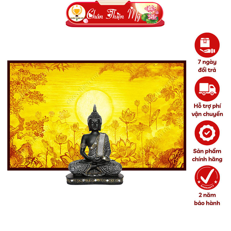 Đèn Hào Quang Hoa Sen In Tranh Trúc Chỉ Ngang CHÂN THIỆN MỸ, Trang Trí Phòng Thờ, Bàn Thờ Treo Tường TC-TN-79