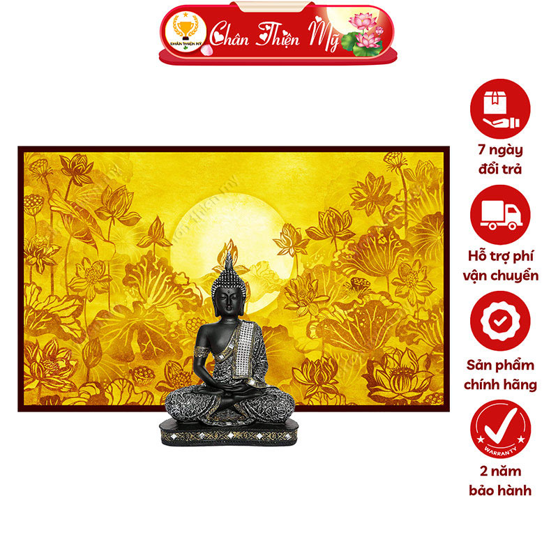 Đèn Bàn Thờ Hoa Sen Mặt Trời In Tranh Trúc Chỉ Ngang CHÂN THIỆN MỸ, Trang Trí Ban Thờ, Treo Phòng Thờ TC-TN-80