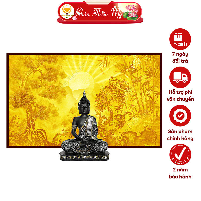 Đèn Hào Quang Cây Tùng Cây Trúc In Tranh Trúc Chỉ Ngang CHÂN THIỆN MỸ, Trang Trí Phòng Thờ, Bàn Thờ Treo Tường TC-TN-92