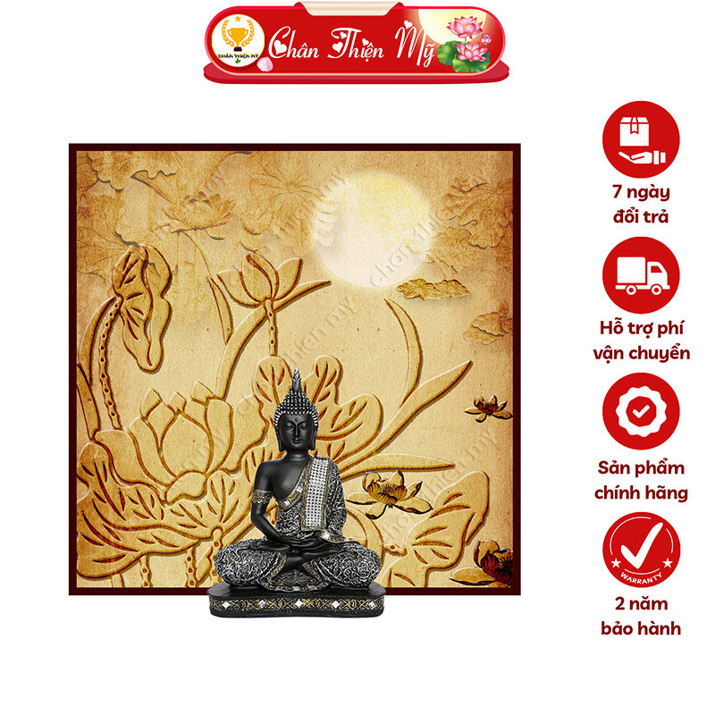 Hào Quang Phật Hoa Sen In Tranh Trúc Chỉ Vuông CHÂN THIỆN MỸ, Đèn Trang Trí Bàn Thờ, Treo Phòng Thờ TC-TV-30