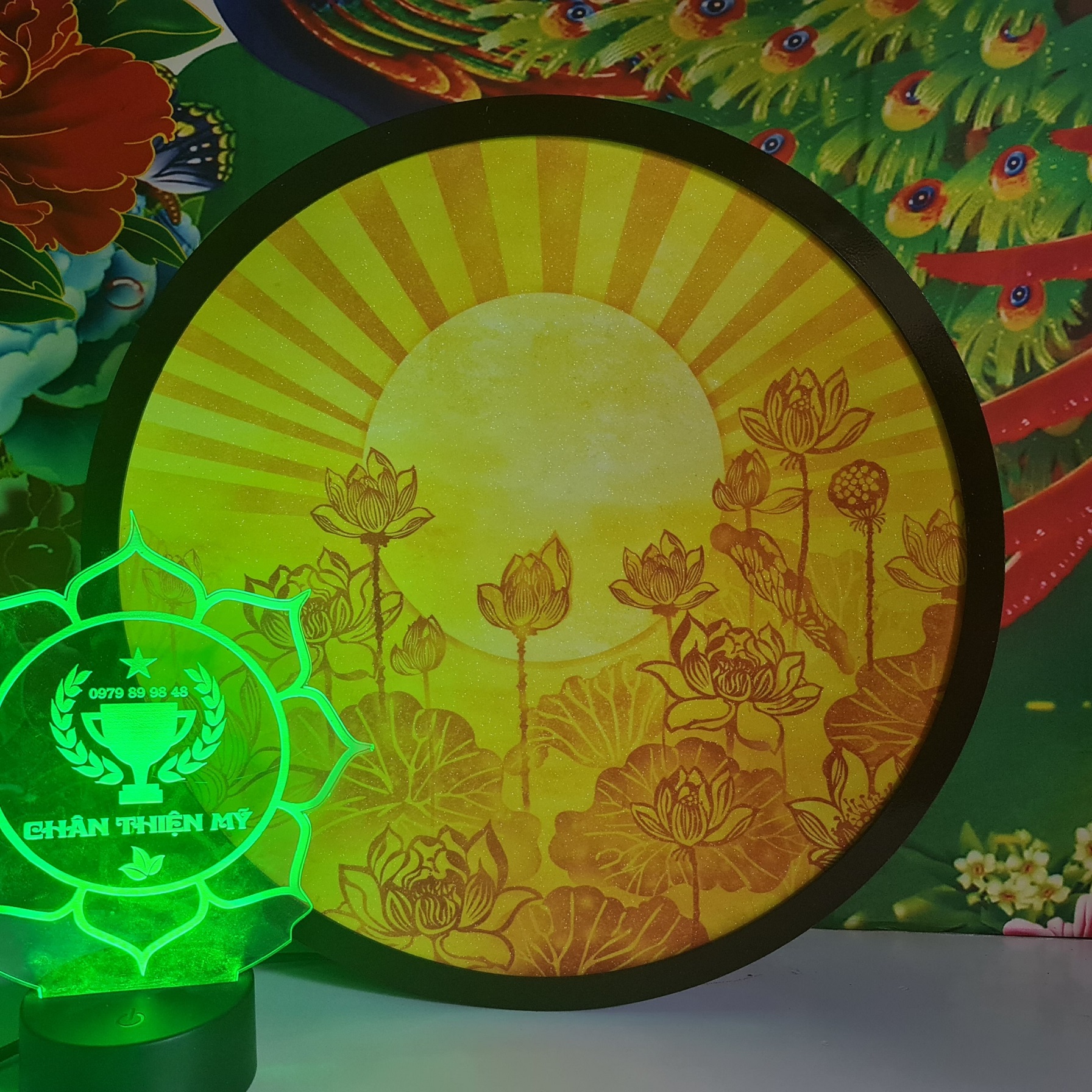 Hào quang trúc chỉ in TC-HQ 55 thờ Phật