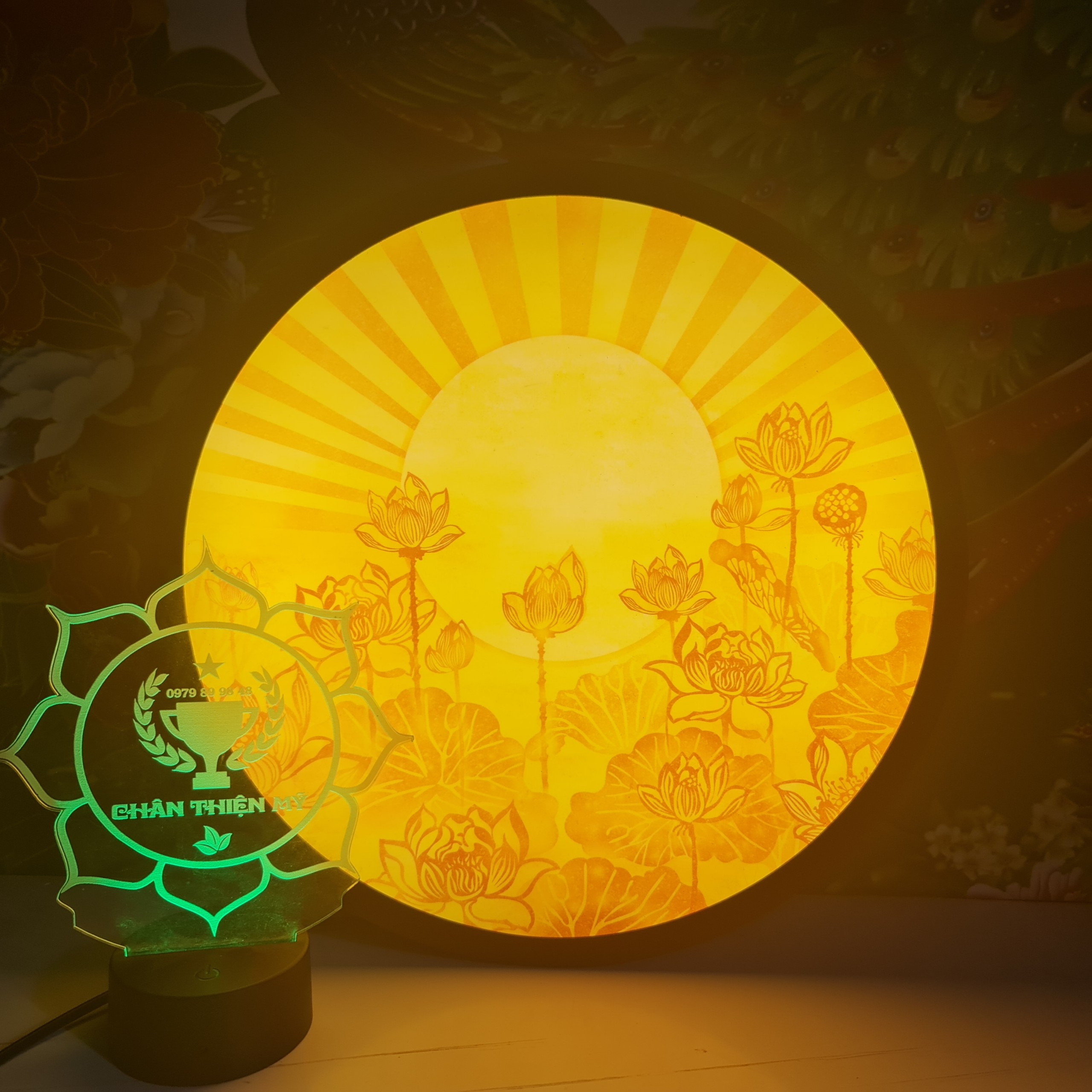 Hào quang trúc chỉ in TC-HQ 55 thờ Phật