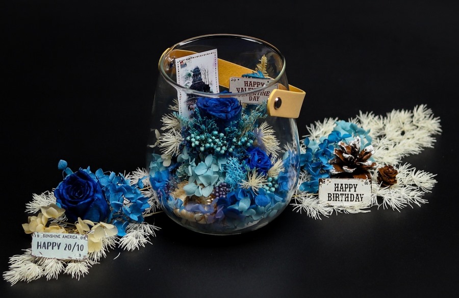 Bình lọ hoa sấy khô handmade trang trí