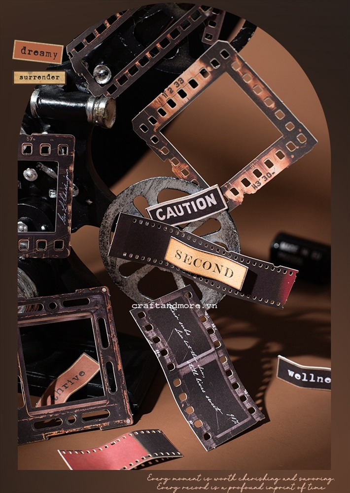 Bộ Diecut Film Vintage 3D – Giấy Cứng Trang Trí Scrapbook, Album, Thiệp Handmade