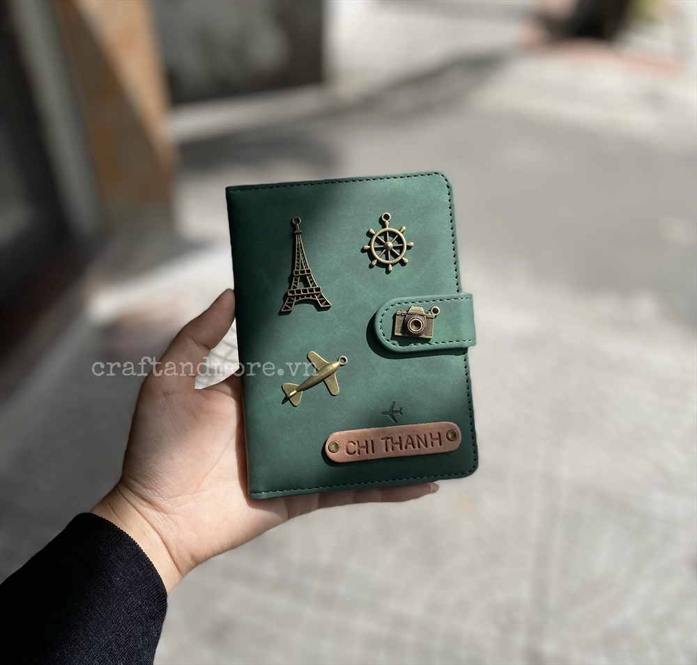Ví Đựng Passport Xanh Rêu Retro