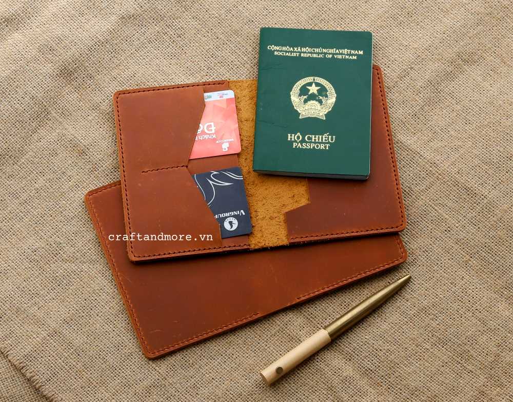 Ví đựng hộ chiếu passport cover da thật handmade