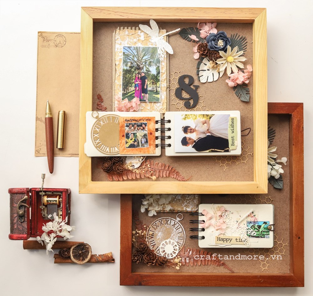 SCRAPBOOK LAYOUTS, sắp xếp ảnh và phụ kiện trang trí