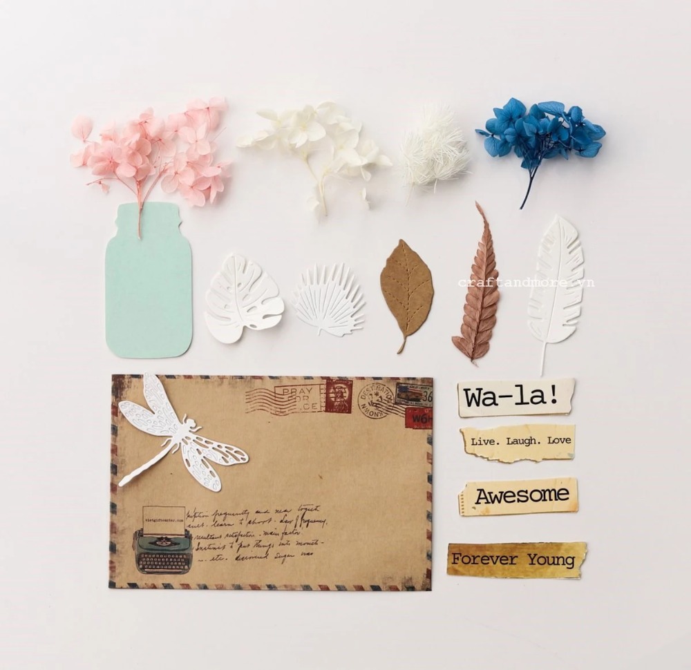 Phụ kiện trang trí thiệp, scrapbook chủ đề hoa lá