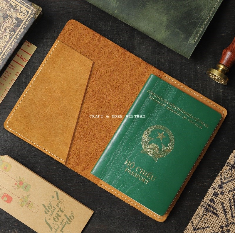 Ví passport cover handmade da thật màu nâu