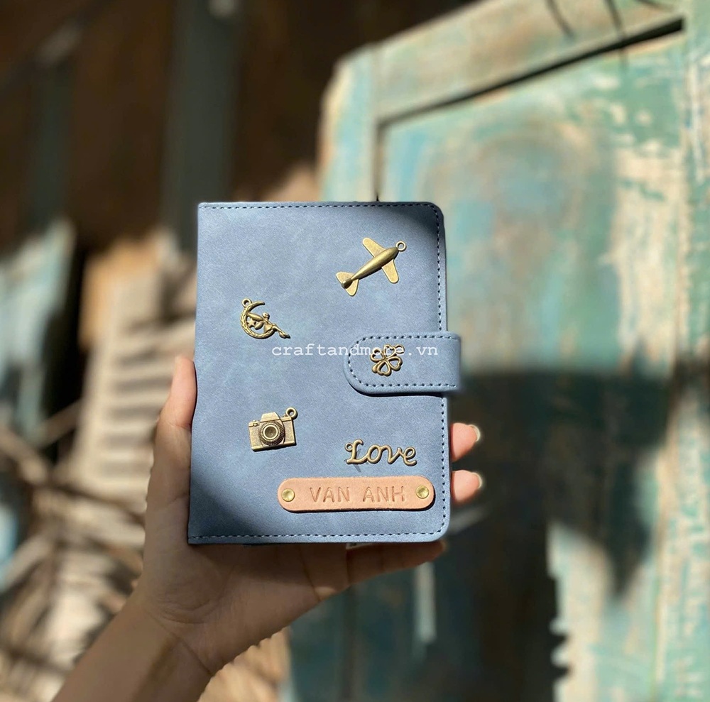 Túi ví đựng hộ chiếu passport holder xanh nhạt