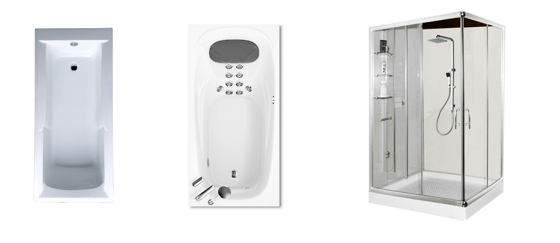 So sánh bồn tắm thường, bồn sục massage và bồn tắm đứng