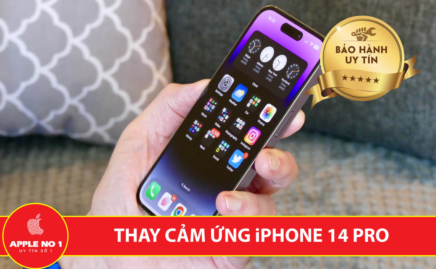 Thay kính cảm ứng iPhone 14 Pro chính hãng, lấy ngay tại Hà Nội