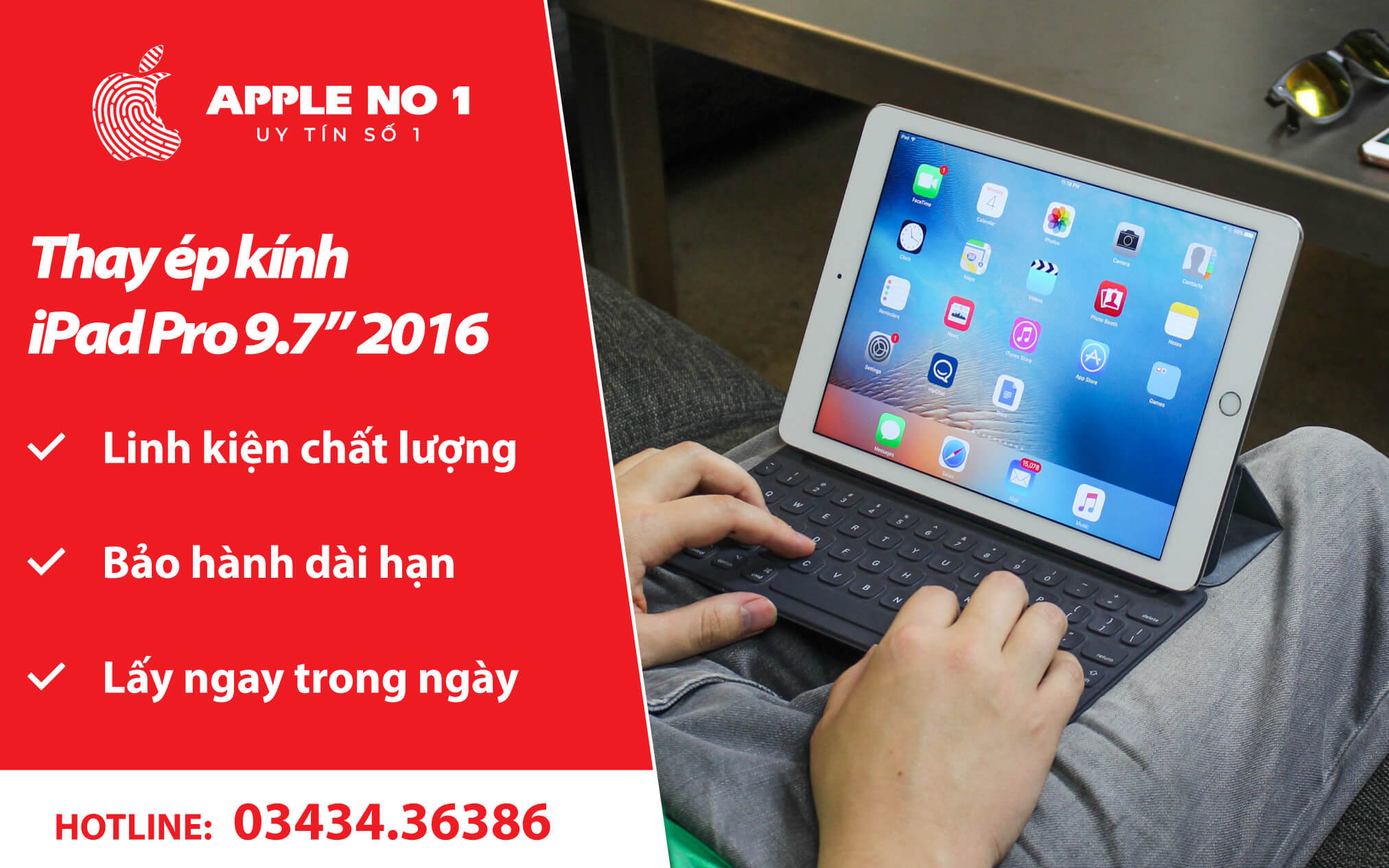 thay ép kính iPad Pro 9.7 inch 2016 - apple no.1
