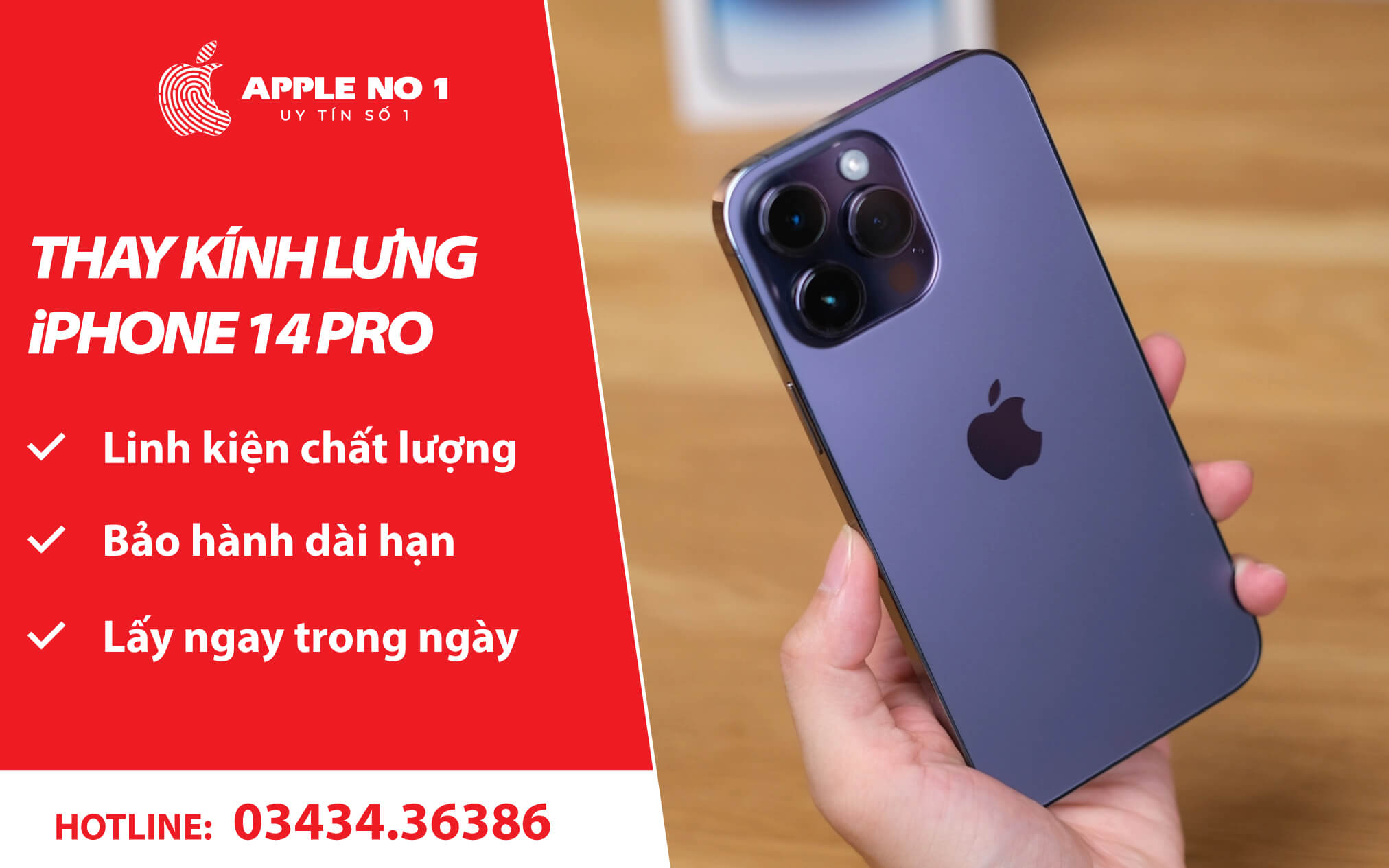 Dịch vụ thay kính lưng iPhone 14 Pro lấy ngay tại Apple No.1