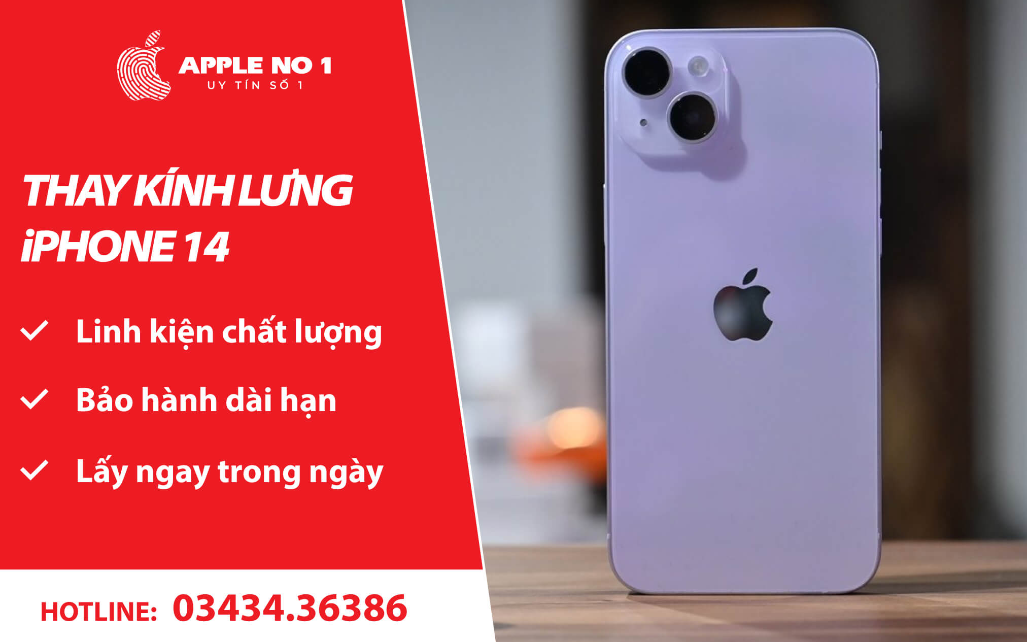 Dịch vụ thay kính lưng iPhone 14 lấy ngay tại Apple No.1
