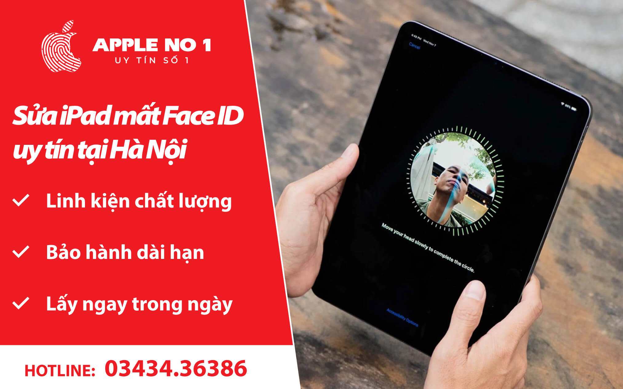 sửa ipad mất face id hà nội - appleno1