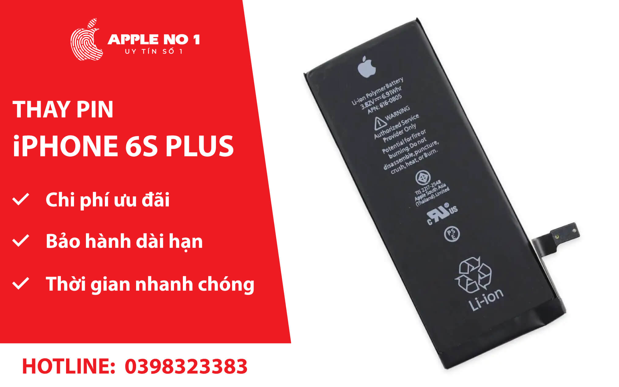 dich vu thay pin iphone 6s plus appleno1