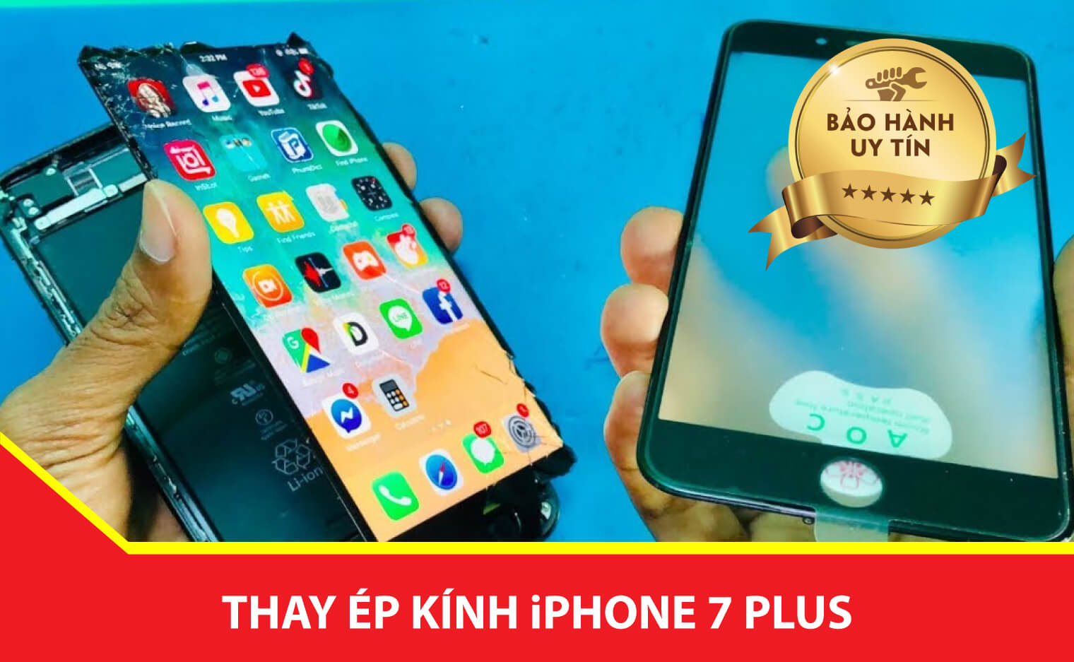 thay kinh iphone 7 plus chinh hang Ha Noi