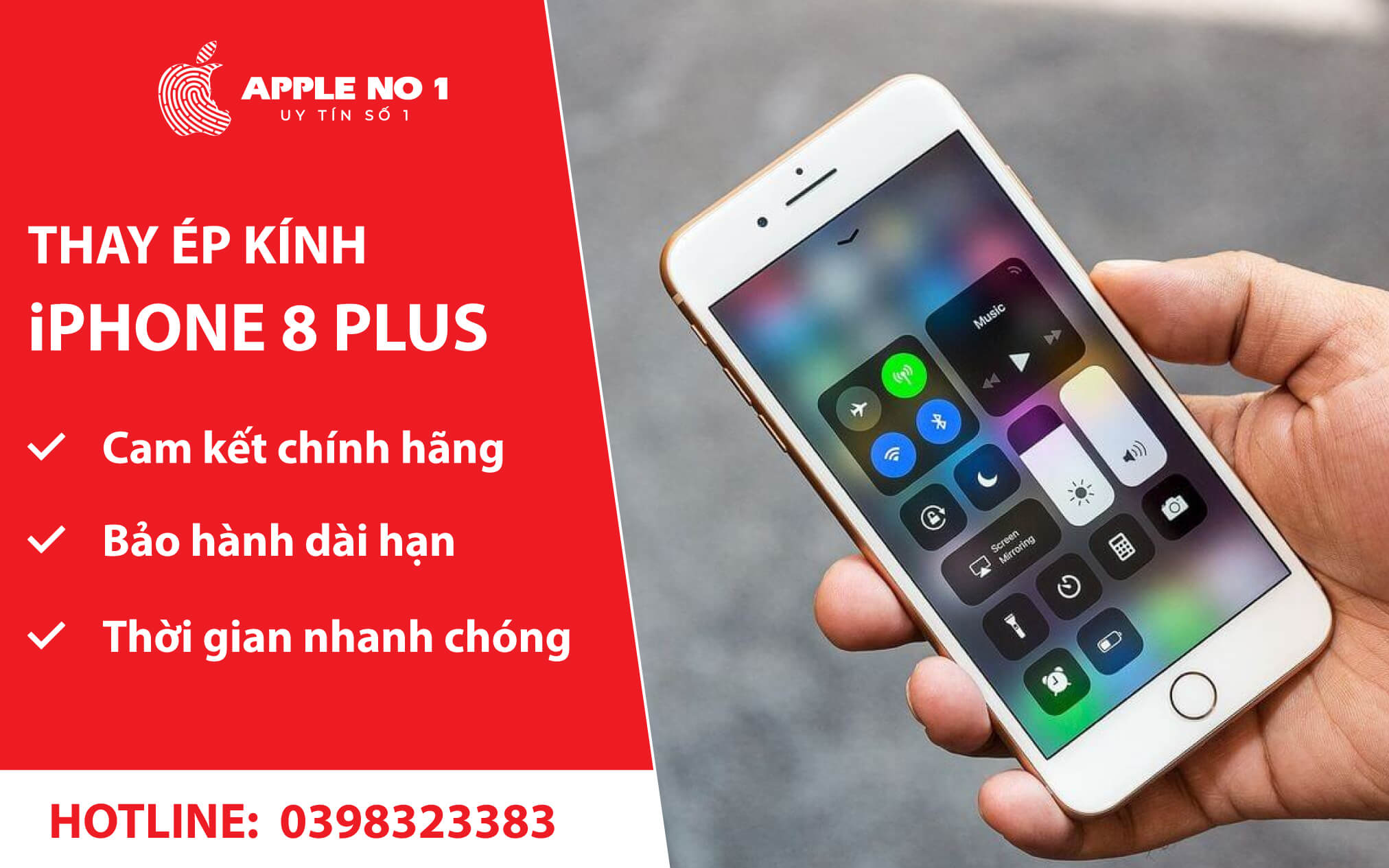 thay mat kinh iphone 8 plus uy tin, chuyen nghiep tai Apple No.1