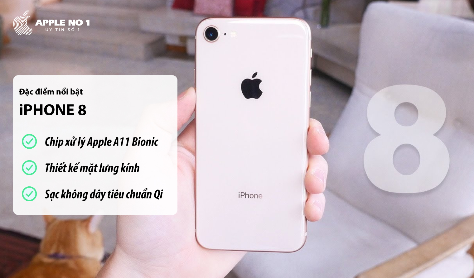 dien thoai iphone 8 thiet ke mat kinh lung ho tro sac khong day