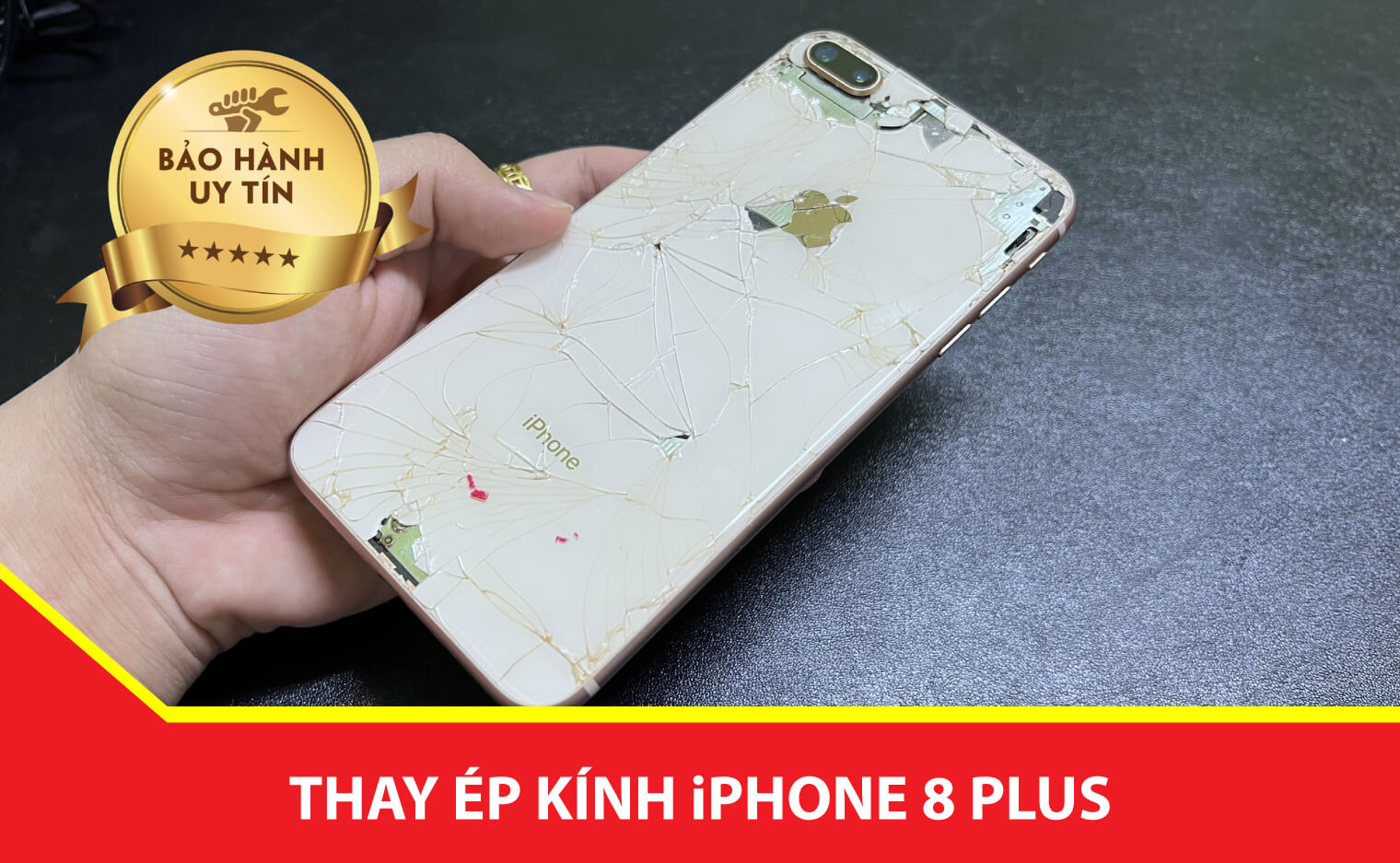 kinh lung iphone 8 plus bi nut vo