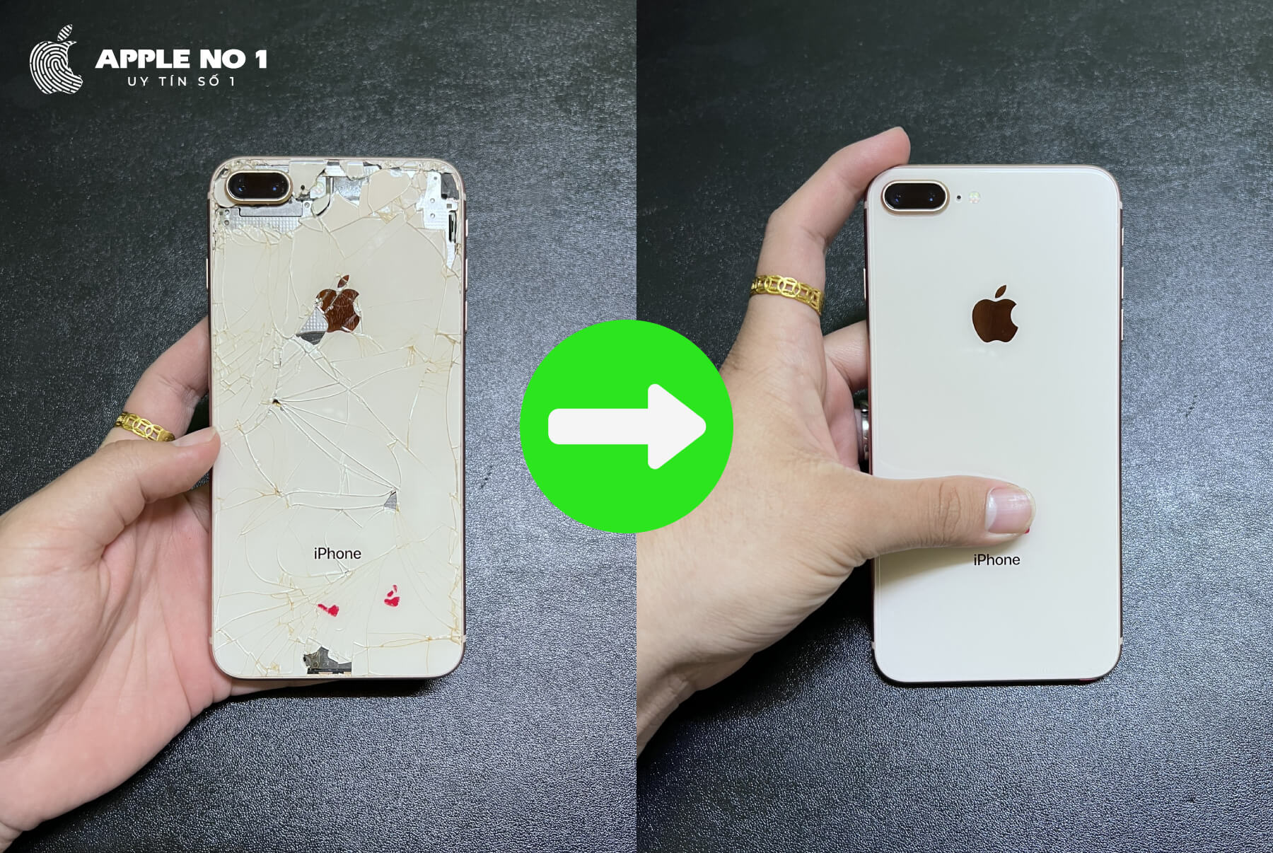 Dich vu thay kinh lung sau iPhone 8 Plus lay ngay tai Ha Noi